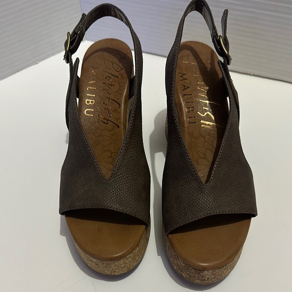 Blowfish Brown Wedge Slingback Sandals Size 8 1/2 - Picture 1 of 6